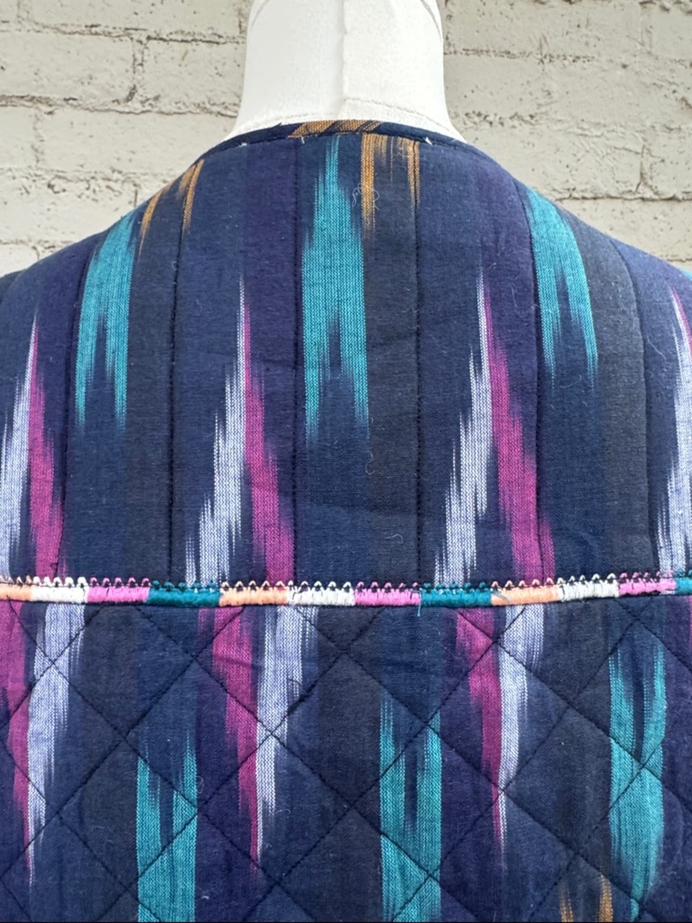 Roller Rabbit Multicolor Cotton Ikat Button Front Quilted Jacket Size S - Picture 9 of 12